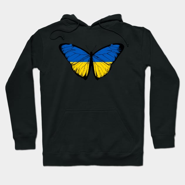 Vintage Ukraine Butterfly Moth | Pray For Ukraine and Stand with Ukraine Hoodie by Mochabonk